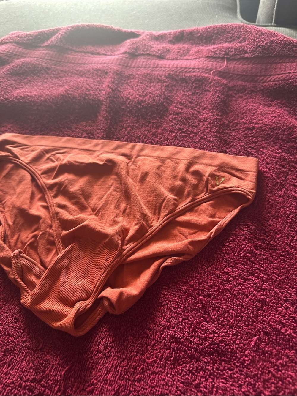 NWOT Orange Bikini Bottom with Small Gold Logo